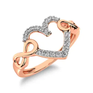 10K Rose Gold 1/10 Ctw Diamond Heart Ring