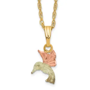 10K Tri-Color Black Hills Gold Hummingbird Necklace Polished Elegant Design