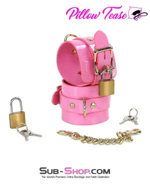 1385DL      Locking Patent Leather Bondage Shackles with Locks and Connection Chain