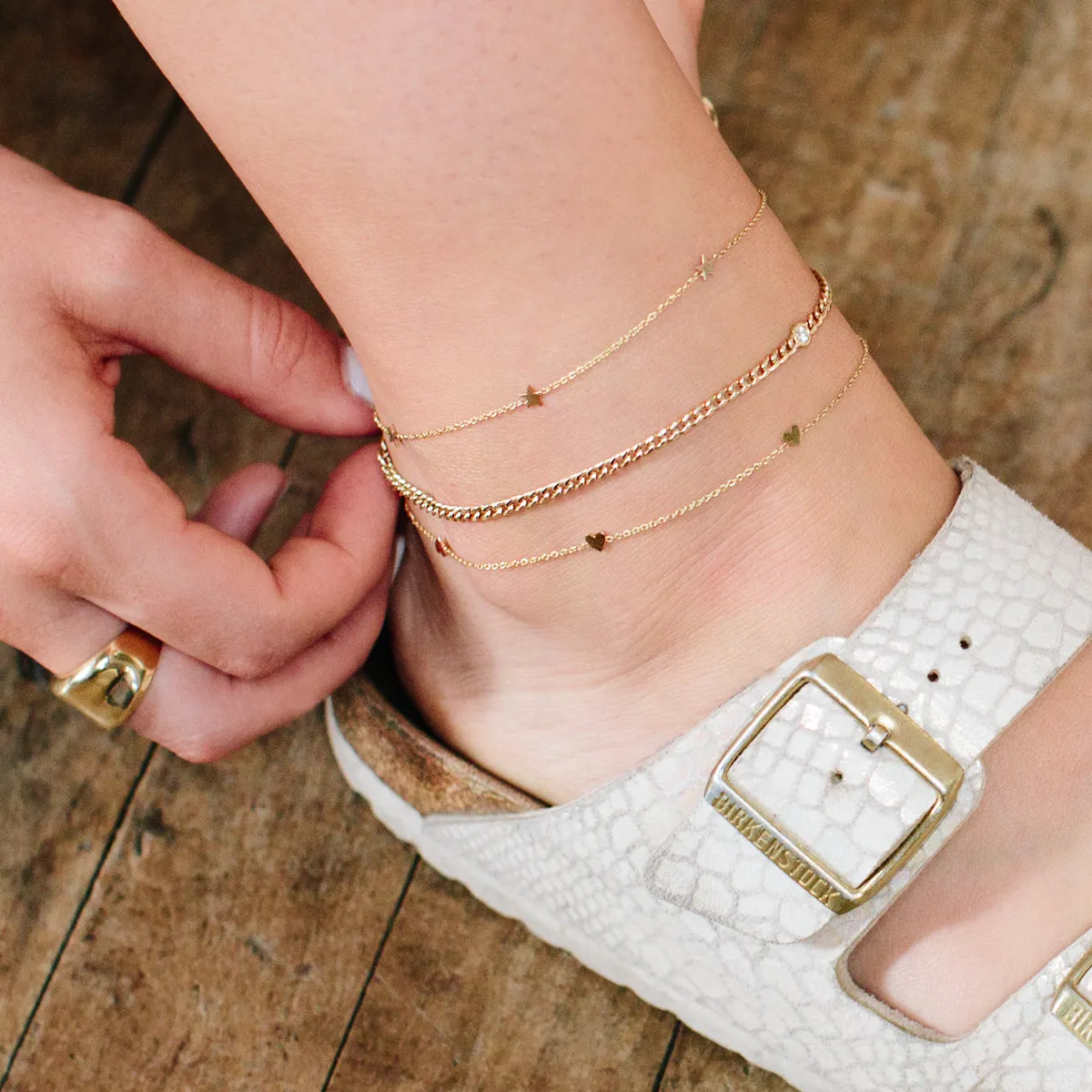 14k 5 Itty Bitty Stars Anklet