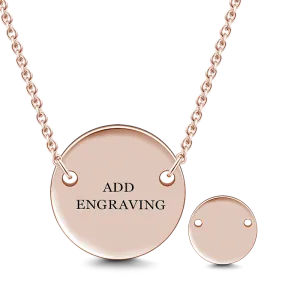 14K Gold Personalized Engravable Hang Tag Round Necklace Adjustable 16”-20”
