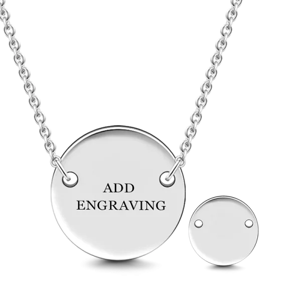14K Gold Personalized Engravable Hang Tag Round Necklace Adjustable 16”-20”