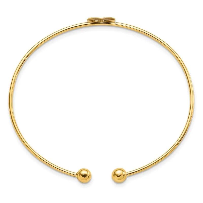 14K Polished Heart Flexible Bangle