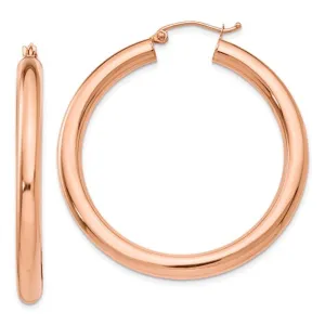 14K Rose Gold 40mm x 4mm Classic Round Hoop Earrings
