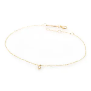 14k Single Dangling Diamond Anklet