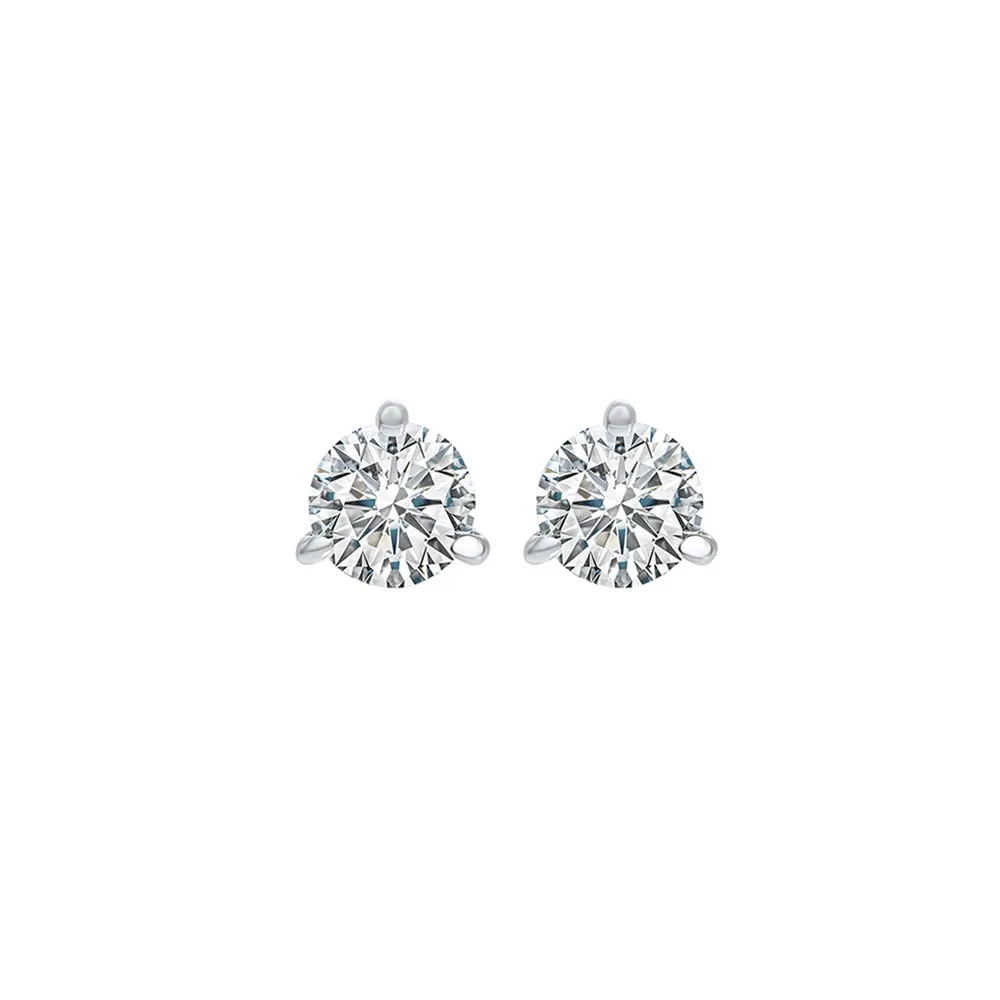 14KT White Gold & Diamond Classic Book Round Stud Earrings  - 1/4 ctw