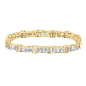 14kt Yellow Gold Men's Diamond Rectangle Link Bracelet - 5-3/4 Cttw