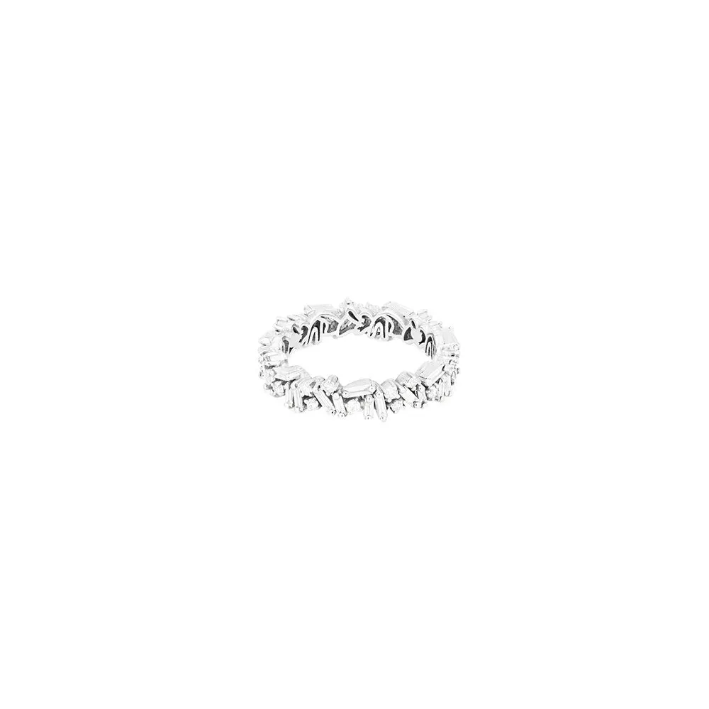 18 Karat White Gold Icon Eternity band with White Diamond Round and Baguette