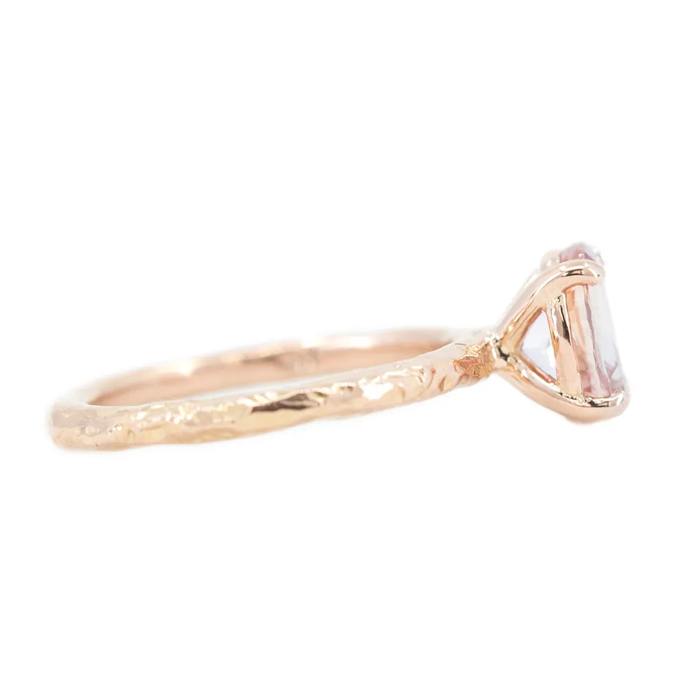 1.82ct Oval Peachy Pink Sapphire Evergreen Solitaire Ring In 14k Rose Gold