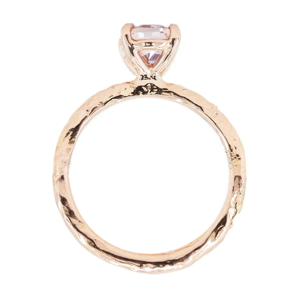 1.82ct Oval Peachy Pink Sapphire Evergreen Solitaire Ring In 14k Rose Gold