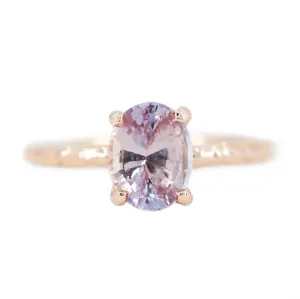 1.82ct Oval Peachy Pink Sapphire Evergreen Solitaire Ring In 14k Rose Gold