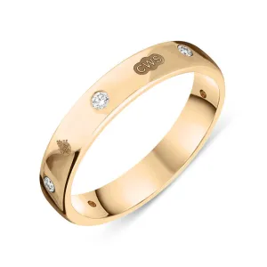 18ct Rose Gold 0.15ct Diamond Queen's Jubilee Hallmark 4mm Ring