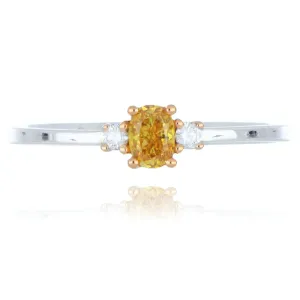 18ct white gold 0.25ct yellow diamond 3 stone ring