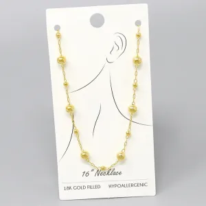 18K Gold Filled Metal BAll Station Short Necklace