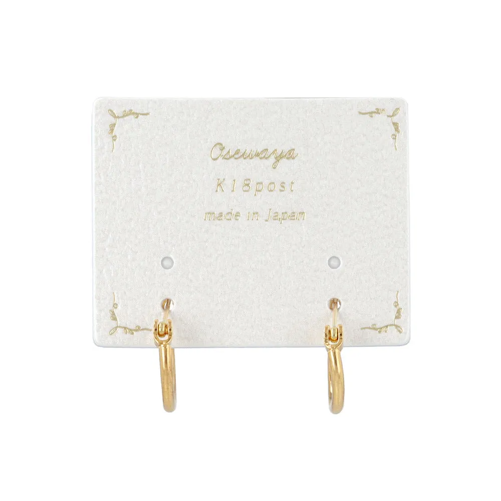 18K Gold Post Classic Hoop Earrings