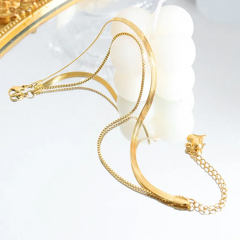 18K gold simple double-layered design anklet