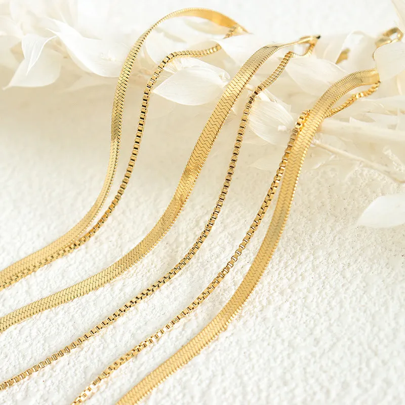 18K gold simple double-layered design anklet