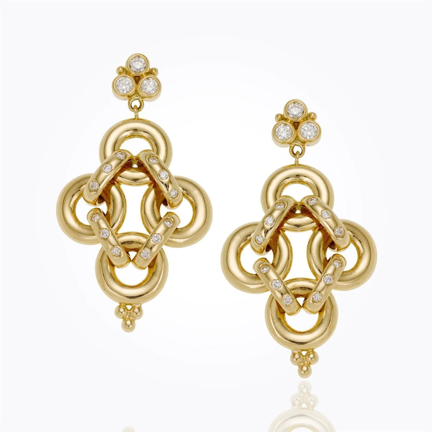18K Jean D'arc Link Earrings with diamond