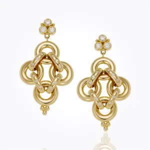 18K Jean D'arc Link Earrings with diamond