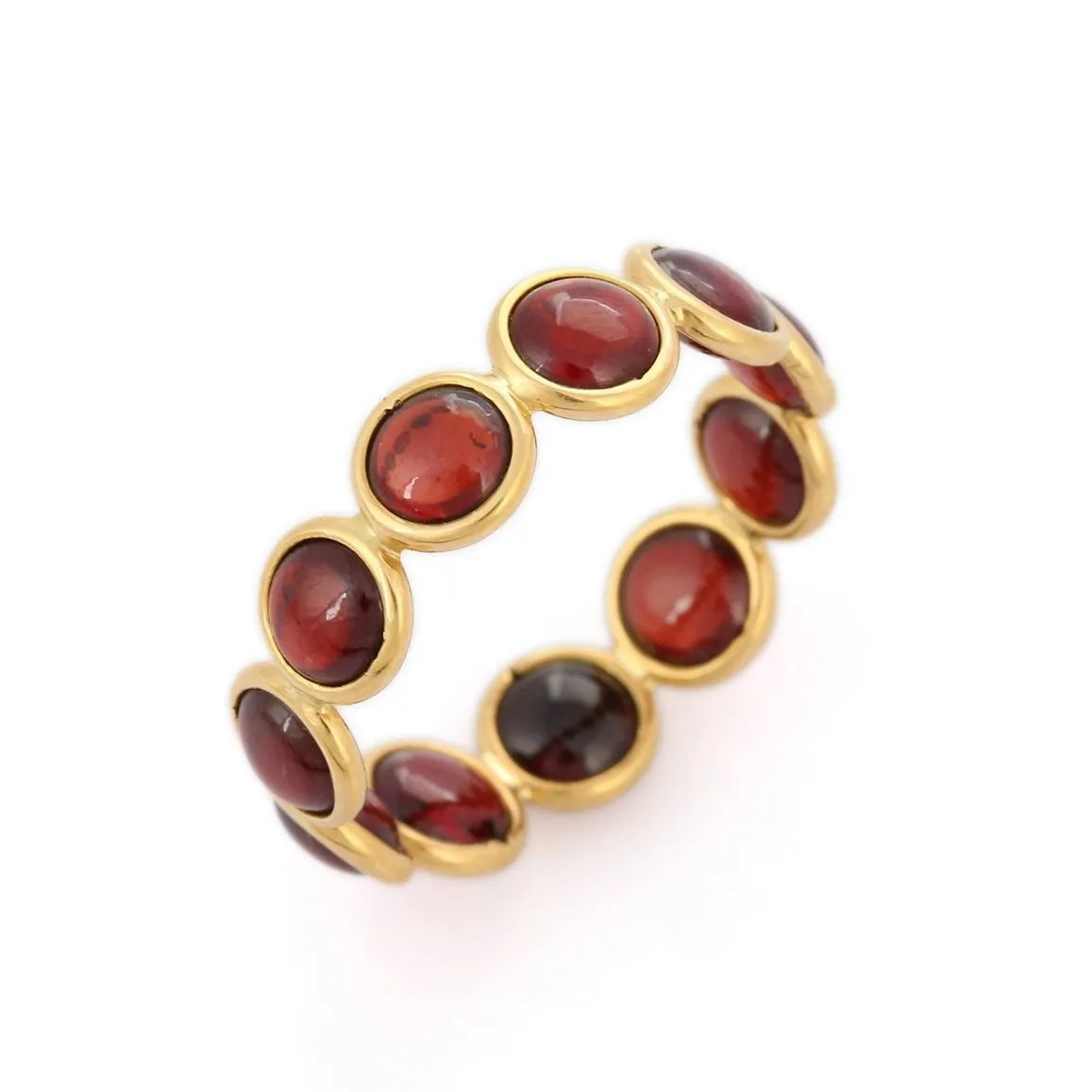 18K Yellow Gold Garnet Eternity Band