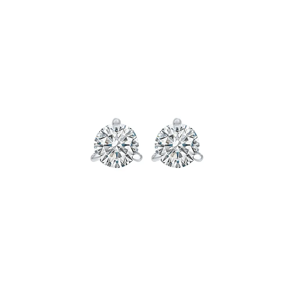 18KT White Gold & Diamond Classic Book Round Stud Earrings  - 1/5 ctw