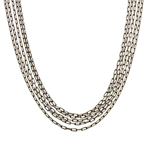 1928 Jewelry Eclipse Black And Gold 5-Strand Multi Chain Necklace 16"   3" Extender