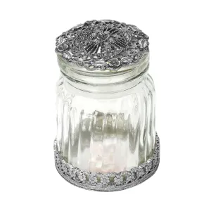 1928 Jewelry Floral Ridged Glass Button Jar