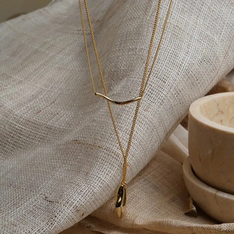 2 Piece Set Waterdrop Gold Necklaces