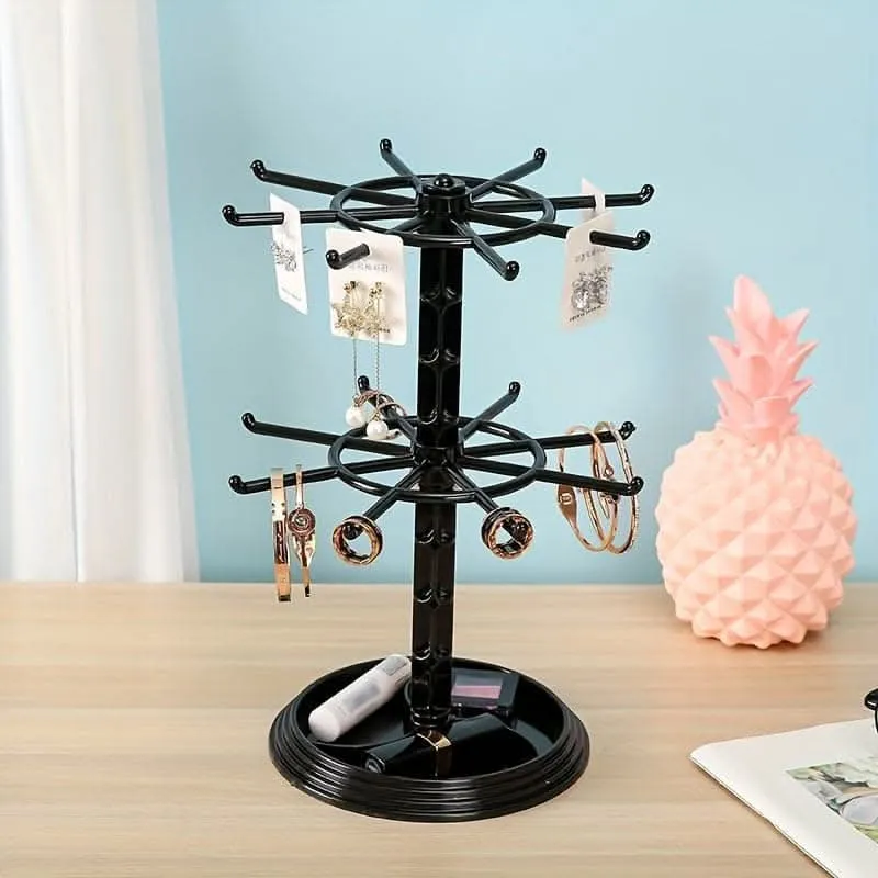 2-Tier Rotating Jewelry Display – Spacious & Stylish