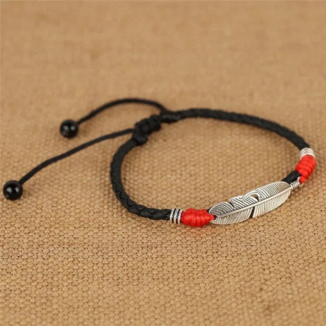 4 Styles Adjustable Handmade Woven Leaf Anklets