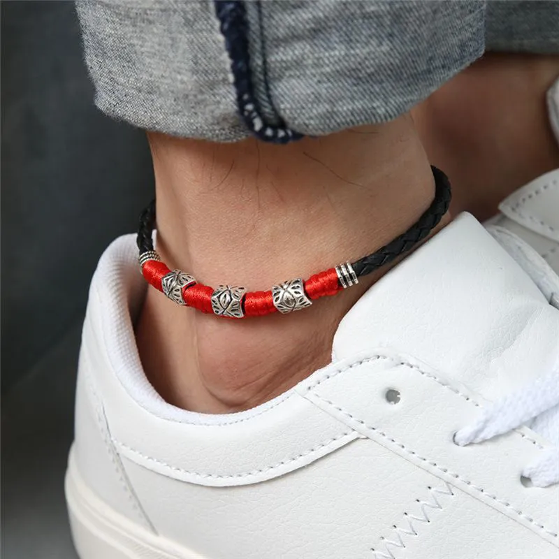 4 Styles Adjustable Handmade Woven Leaf Anklets