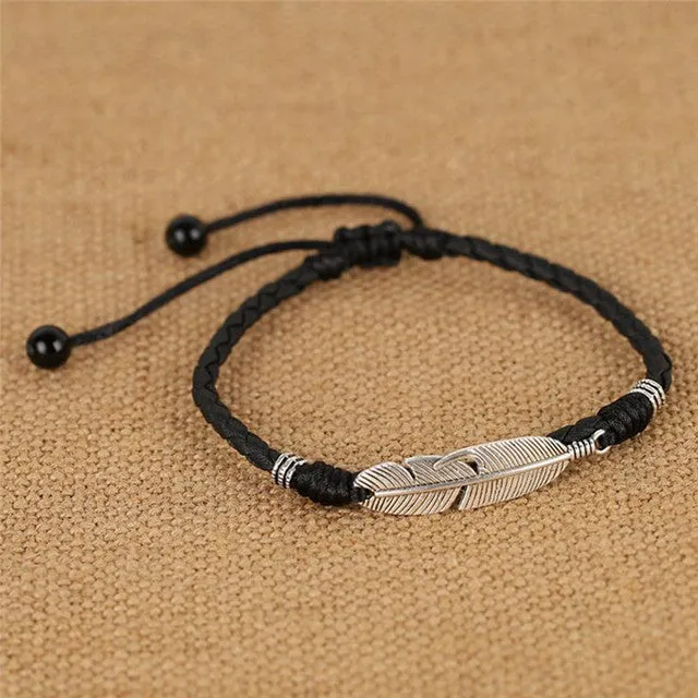 4 Styles Adjustable Handmade Woven Leaf Anklets