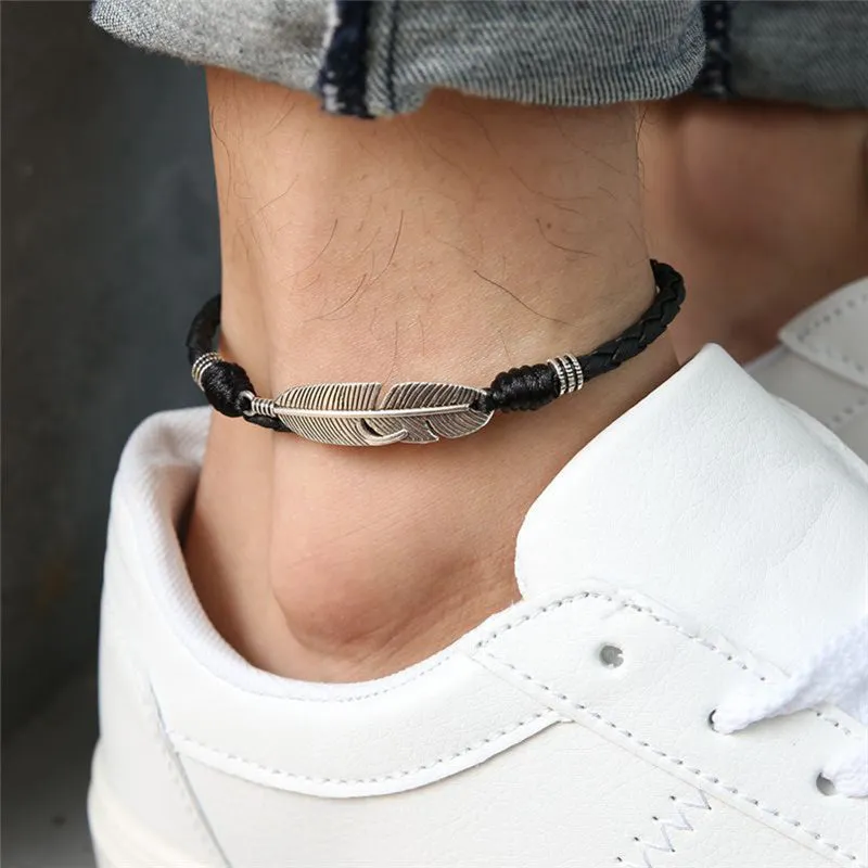 4 Styles Adjustable Handmade Woven Leaf Anklets