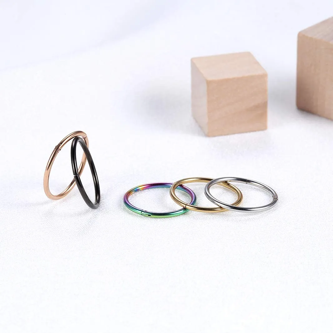 5 Pcs 20G 18G 16G Nose Rings Hoop Set 316L Surgical Steel Earrings Tragus Septum Piercing Cartilage Hoop For Women Men 16g 10mm 5pieces set