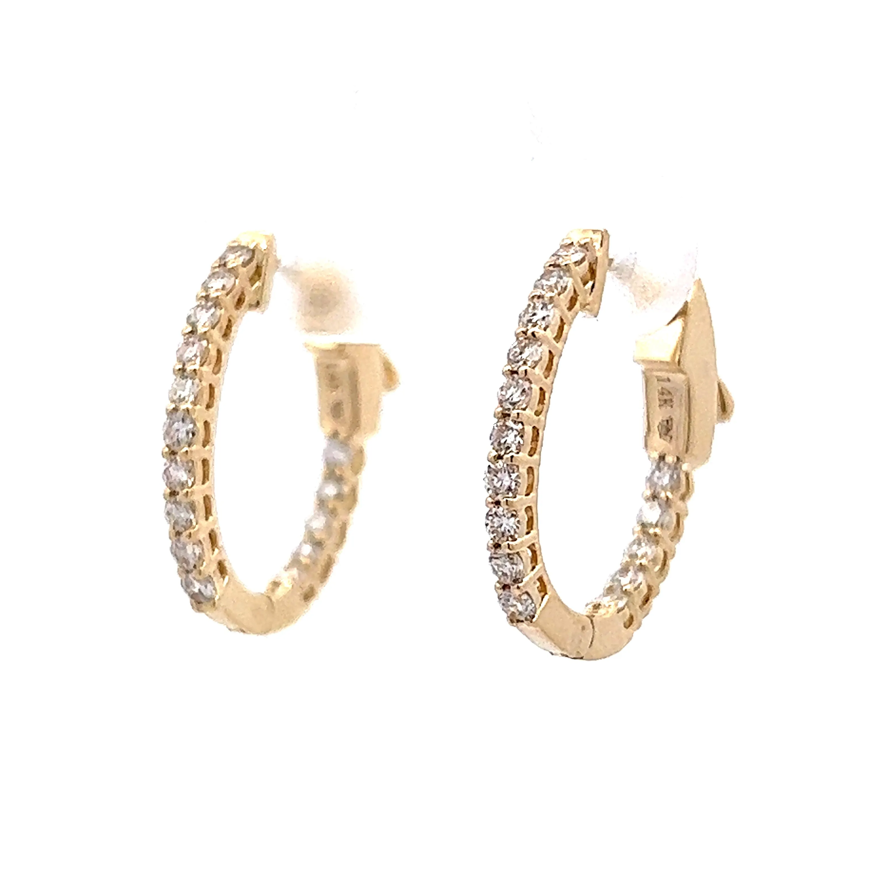 .58 Diamond Hoop Earrings in 14k Yellow Gold
