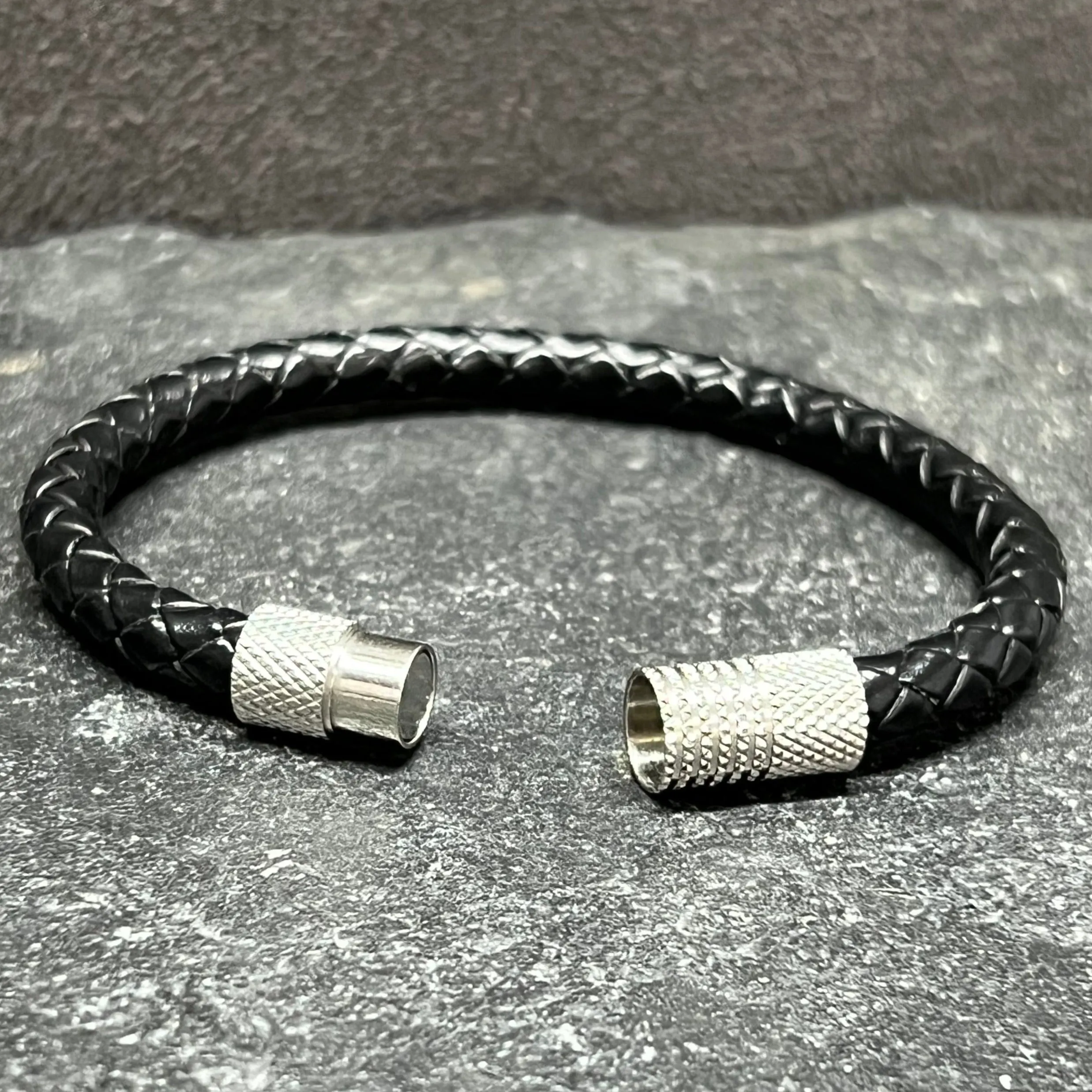 5mm Round bracelet in Genuine Black Leather
