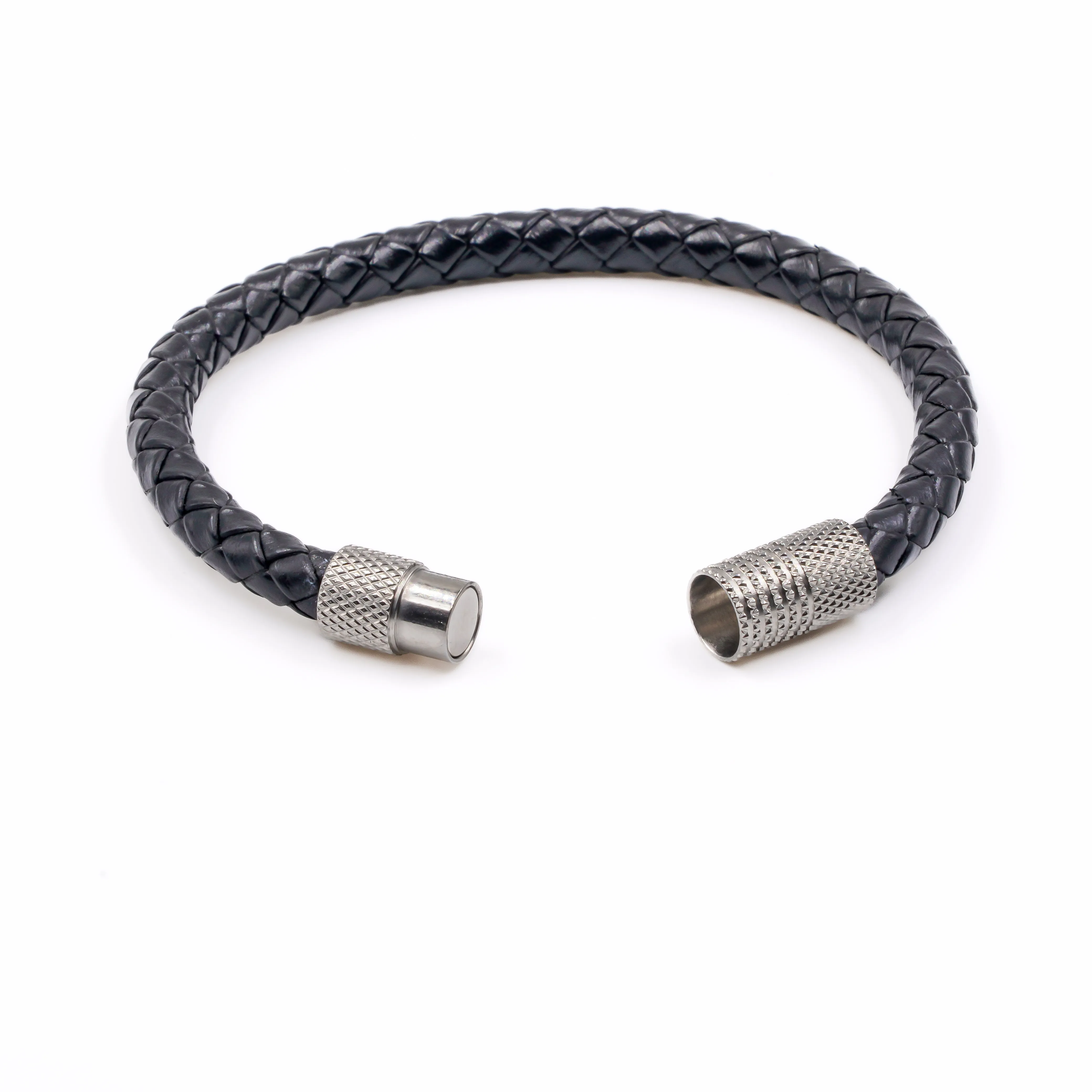 5mm Round bracelet in Genuine Black Leather