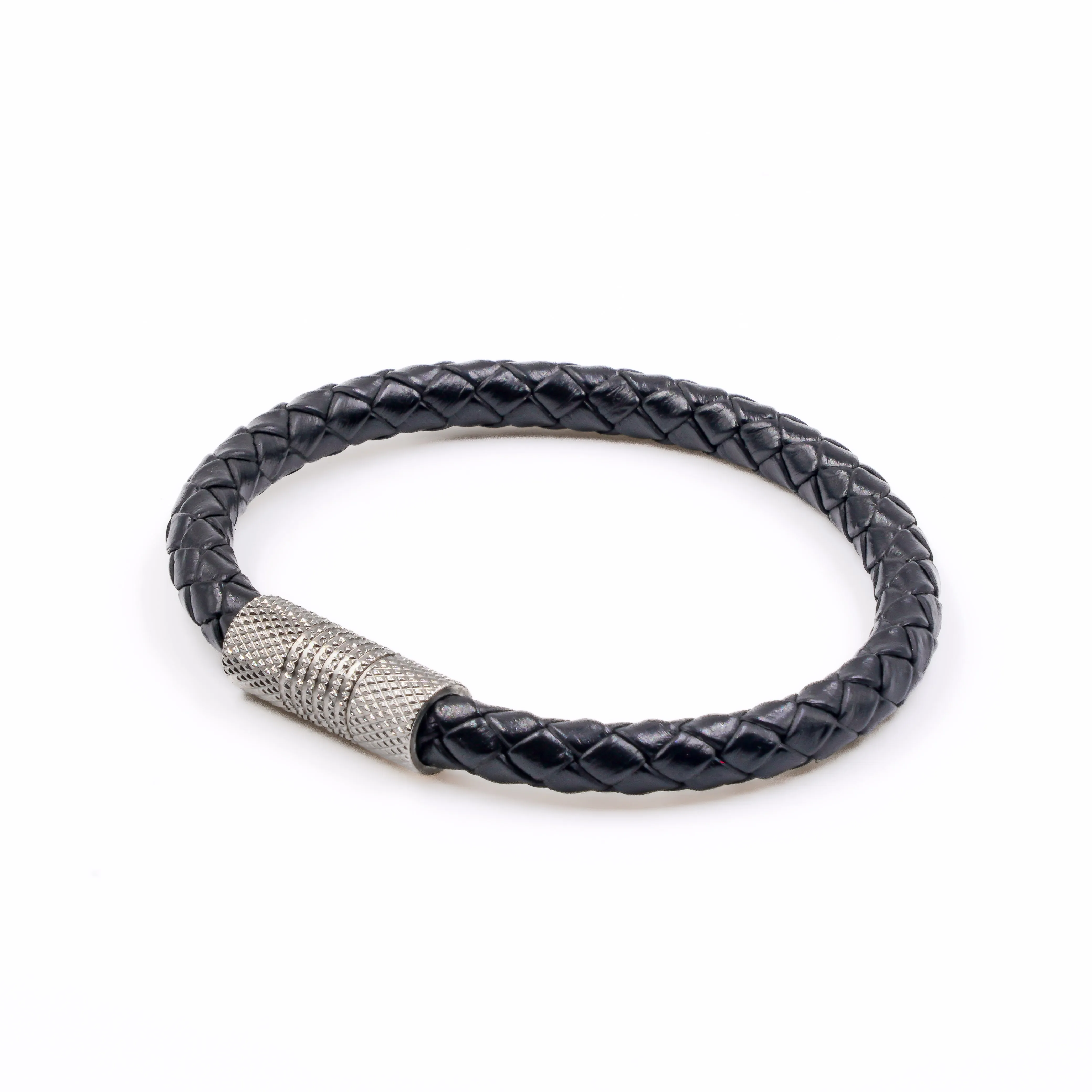 5mm Round bracelet in Genuine Black Leather