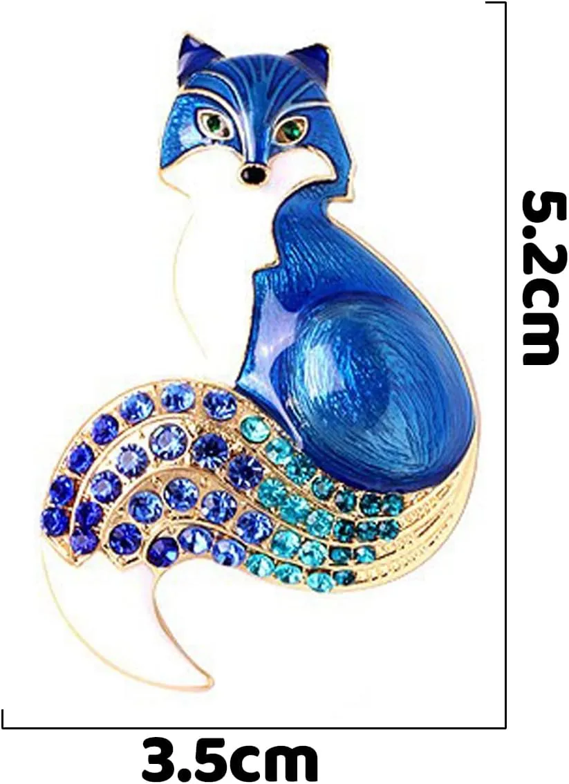 6 PCS Fox Brooch Pins Elegant Enamel Rhinestone Crystal Color Animal Brooches Pin Fashion Set for Women