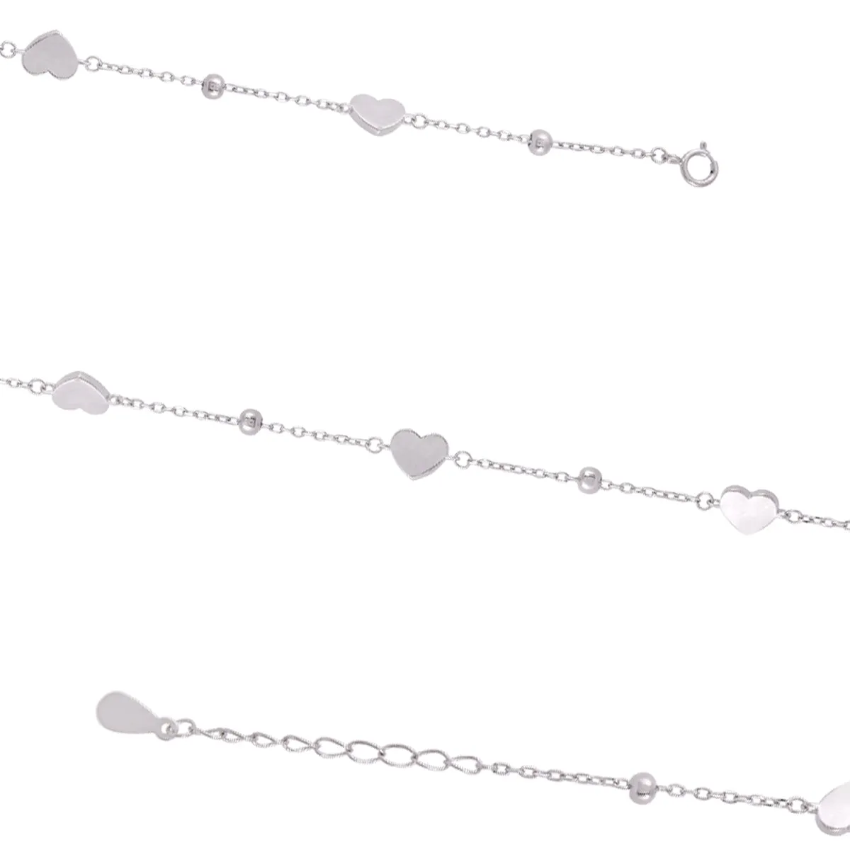 925 Rhodium Plated Quintuple Heart Intricate Link Bracelets