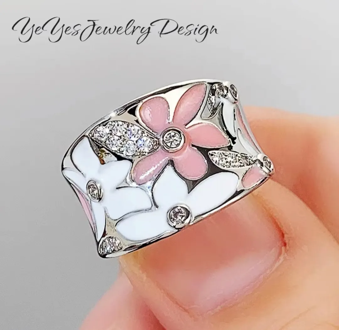 925 Sterling Silver Bohemia Drip Oil Leaf Rings.