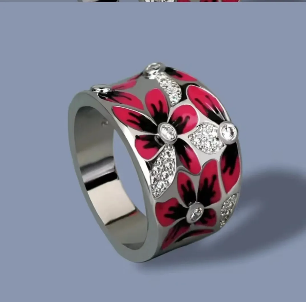 925 Sterling Silver Bohemia Drip Oil Leaf Rings.