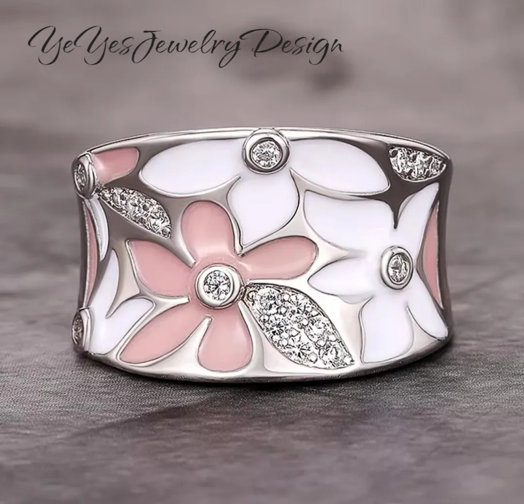 925 Sterling Silver Bohemia Drip Oil Leaf Rings.