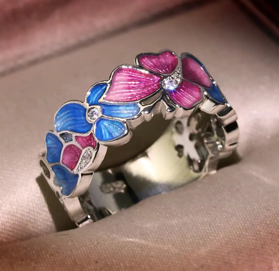 925 Sterling Silver Bohemia Drip Oil Leaf Rings.