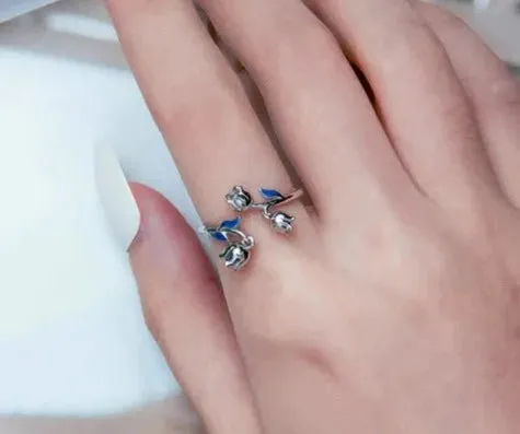 925 Sterling Silver Flower Open Ring