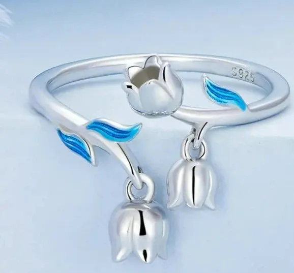 925 Sterling Silver Flower Open Ring