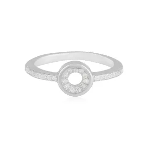 925 Sterling Silver Glittering Circle Rhodium Plated Rings For Women