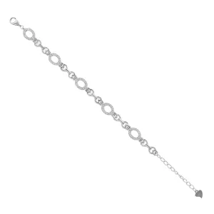 925 Sterling Silver Shiny Crystal Circles Rhodium Plated Bracelets For Kids
