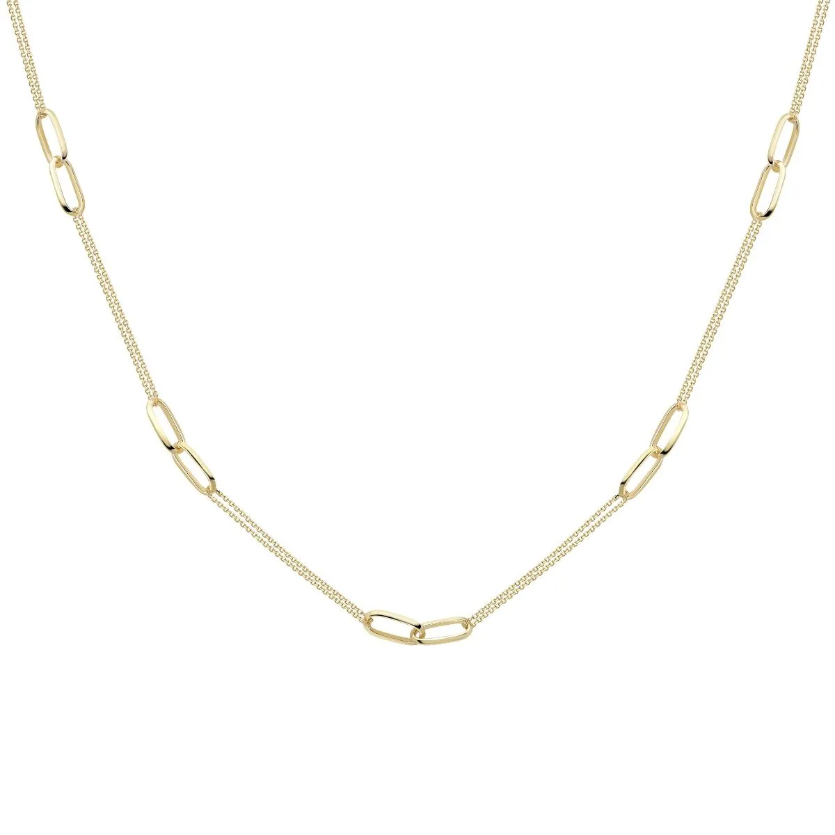 9ct Yellow Gold Double Link Fancy Necklace