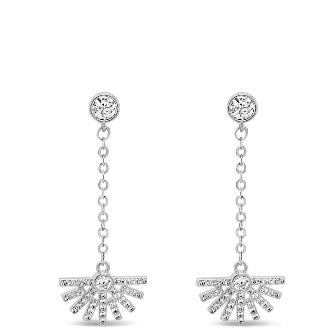 Absolute Silver Half Fan Drop Earrings